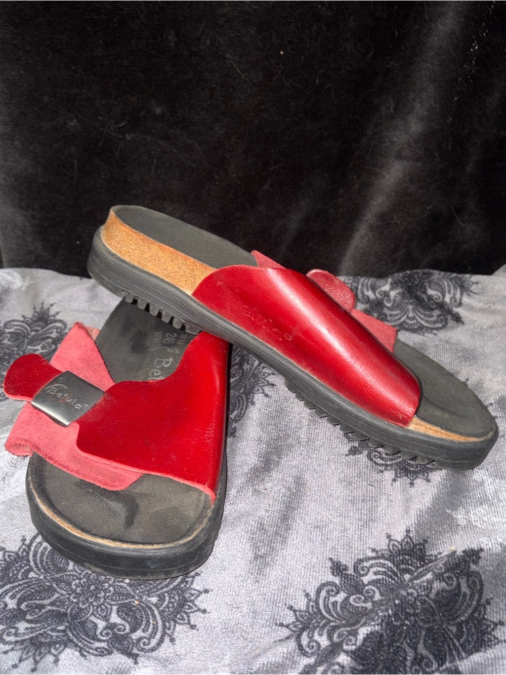 Betula Women's Red Slide Mules with Cushioned Footbed
